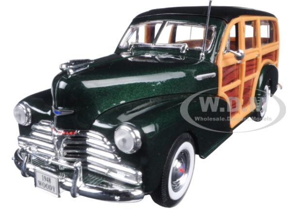1948 Chevrolet Woody Wagon Fleetmaster Green 1/24 Diecast Model Car by Welly