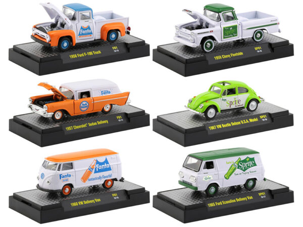 "Fanta" & "Sprite" Release Set of 6 Cars Limited Edition to 3000 pieces Worldwide 1/64 Diecast Model Cars by M2 Machines