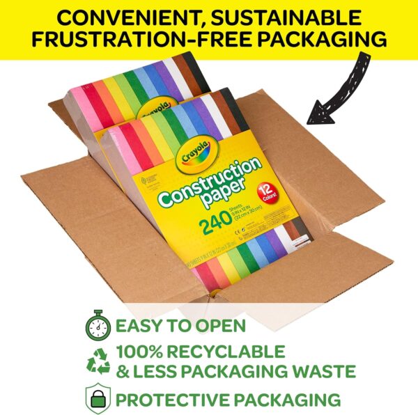 Crayola Construction Paper - 480ct (2 Pack), Bulk School Supplies for Kids, Classroom Supplies for Preschool, Elementary, Great for Arts & Crafts - Image 2