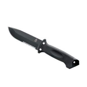 Gerber Gear LMF II Infantry Survival Tactical Knife - Fixed Blade with 4.84" Partially Serrated Blade and Textured Grip - Included MOLLE Sheath - Black