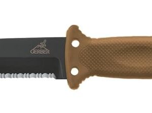 Gerber Gear LMF II Infantry Survival Knife, Military Grade Tactical Fixed Blade with Serrated Edge, Shock Absorbing Handle, Molle Sheath and Sharpener, Black