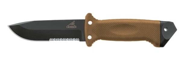 Gerber Gear LMF II Infantry Survival Knife, Military Grade Tactical Fixed Blade with Serrated Edge, Shock Absorbing Handle, Molle Sheath and Sharpener, Black