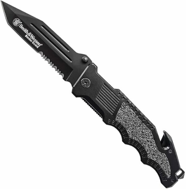 Smith & Wesson Border Guard 10in High Carbon S.S. Folding Knife with 4.4in Tanto Blade and Aluminum Handle for Tactical, Survival and EDC - Image 2