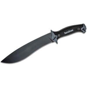 Kershaw Camp 10 Machete, Fixed Blade Knife, 10" 65Mn Carbon Tool Steel Blade, Includes Sheath, Camp Series Machete, Outdoor and Survival Tool,Black