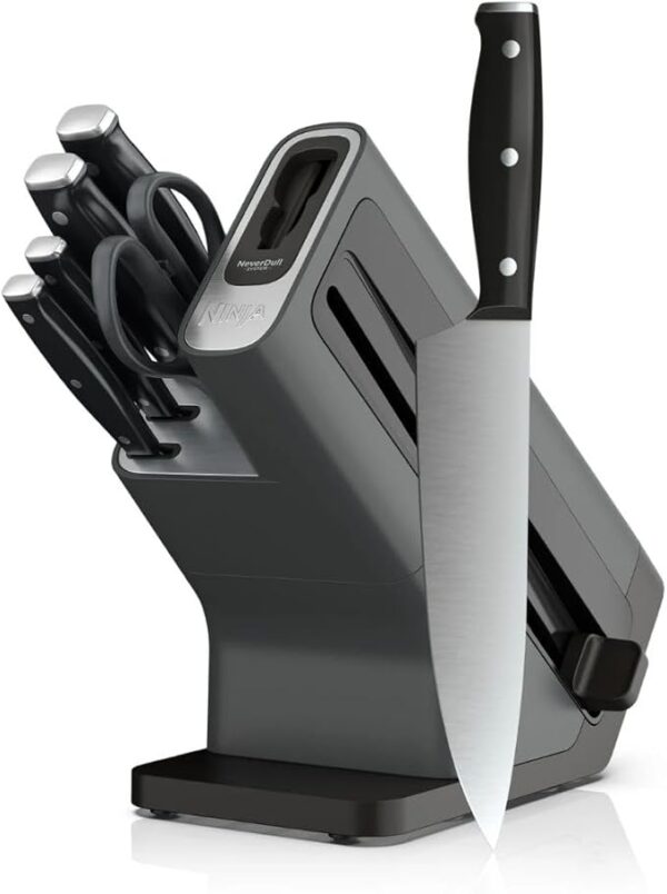 Ninja Foodi NeverDull 7-Piece Prep Knife System, Essential, Stainless Steel, Built-in Sharpener K12007BRN, Black - Image 2