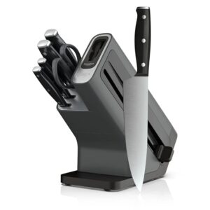 Ninja Foodi NeverDull 7-Piece Prep Knife System, Essential, Stainless Steel, Built-in Sharpener K12007BRN, Black