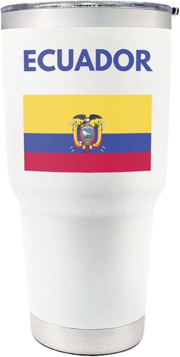 Palm City Products 30 oz Ecuador Tumbler White - Ecuador Flag Travel Mug, Ecuadorian Pride Tumbler, Ecuador Coffee Mug, Quito Souvenir, Gifts for Ecuadorian Expats - Image 3