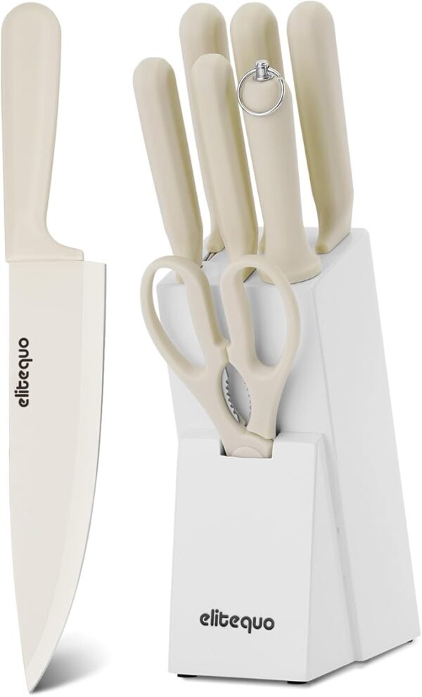 8 Piece Kitchen Knife Block Set with Sharpener,Dishwasher Safe,German Stainless Steel with Ergonomic Handle Anti-slip Handle - Image 2