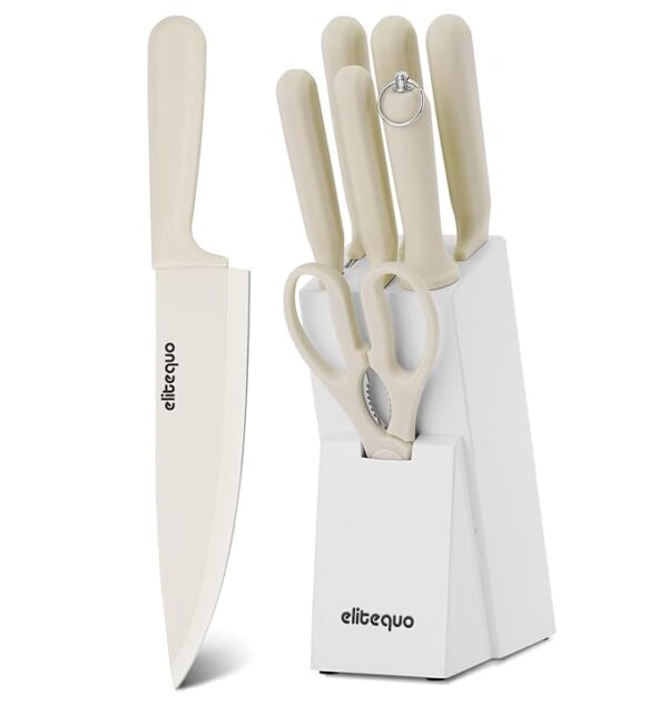 8 Piece Kitchen Knife Block Set with Sharpener,Dishwasher Safe,German Stainless Steel with Ergonomic Handle Anti-slip Handle