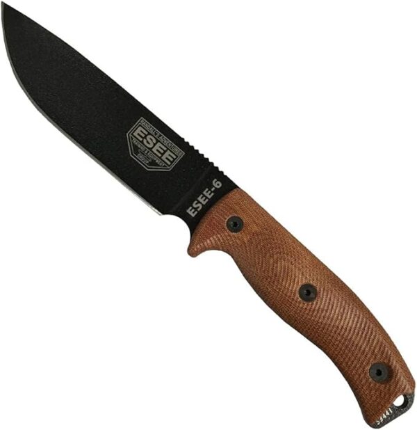ESEE-6 Fixed Blade Knife, 3D Contoured Handle, 1095 Carbon Steel, Ambidextrous Polymer Sheath, Made in USA - Image 3