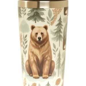 Bear Tumbler | Papa Bear Mug | Artist Designed Grizzly Brown Bear Watercolor | 15oz Insulated Stainless Steel Coffee Mug | Outdoors Wildlife Gift
