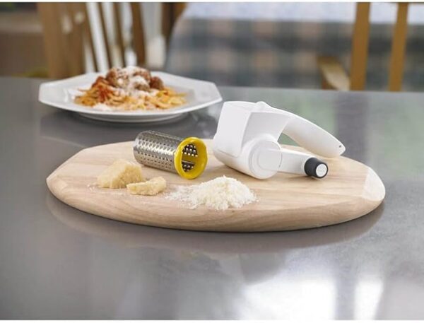 Zyliss Restaurant Cheese Grater - Gift for Cooks - Culinary Chef Gift - Handheld Rotary Grater - Cheese, Vegetable, and Nut Shredder for Right- & Left-Handed Cooks - NSF Restaurant Certified - White - Image 6