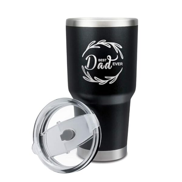 30oz Best Dad Ever Tumbler Personalized Coffee Travel Mug Daddy Tumbler from Son Daughter, Coffee Cup for Dad Gifts for Birthday Fathers Day Christmas