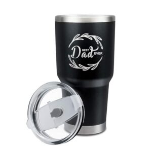 30oz Best Dad Ever Tumbler Personalized Coffee Travel Mug Daddy Tumbler from Son Daughter, Coffee Cup for Dad Gifts for Birthday Fathers Day Christmas