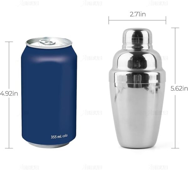 AUEAR, Small Stainless Steel Cocktail Shaker 8.4 Oz/250ml Martini Shakers Bar Tools Silver - Image 3