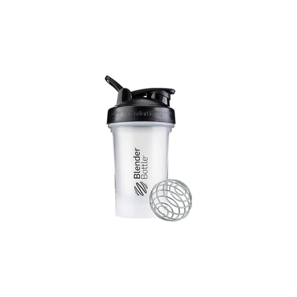 BlenderBottle Classic V2 Shaker Bottle Perfect for Protein Shakes and Pre Workout, 20-Ounce, Clear/Black