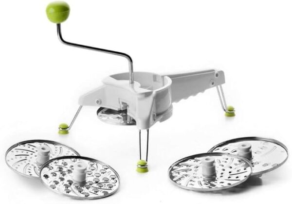 IBILI Mouli Rotary Cheese Grater 5-in-1 with Hand Crank | Made in Spain | Mandoline Slicer Vegetable Chopper for Parmesan Cheese, Nuts & Fruits | Includes 5 Stainless Steel Interchangeable Blades - Image 6