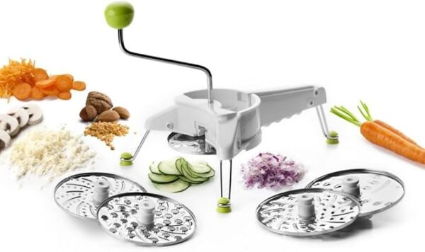 IBILI Mouli Rotary Cheese Grater 5-in-1 with Hand Crank | Made in Spain | Mandoline Slicer Vegetable Chopper for Parmesan Cheese, Nuts & Fruits | Includes 5 Stainless Steel Interchangeable Blades - Image 5