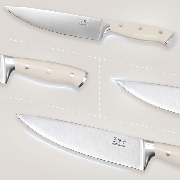Premium Knife Set,High Carbon Stainless Steel Forged,Sharp Knives Set for Kitchen,Triple-rivet Ergonomic Handle,Hundreds Years of Masterful Craftmanship(Ivory,15PCS) - Image 4