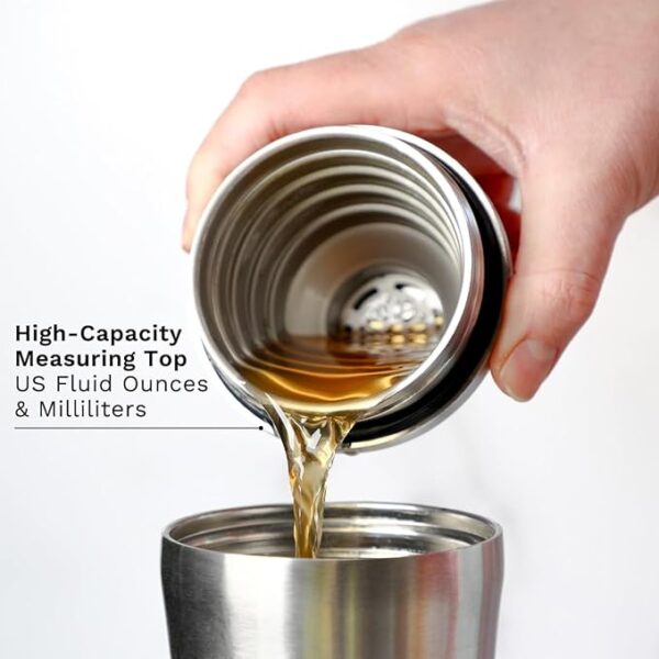 Elevated Craft Hybrid Cocktail Shaker - Premium Vacuum Insulated Stainless Steel Cocktail Shaker - Innovative Measuring System - Martini Shaker for the Home Bartender - 28oz Total Volume - Image 6