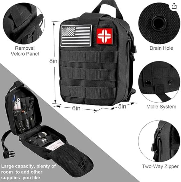 Gift for Father's Day Men Dad Husband,142 Pcs Survival Kit and First Aid Kit, Professional Emergency Kits Survival Gear and Equipment with Molle Pouch, Camping Outdoor Adventures - Image 3