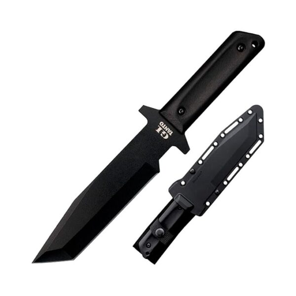 Cold Steel G.I. Tanto 7" Durable 1055 Carbon Steel Fixed Blade Tactical Outdoor Throwing Knife, 5" Handle w/ Polypropylene Scales, Integral Quillon Guard, Resistant Secure-Ex Sheath