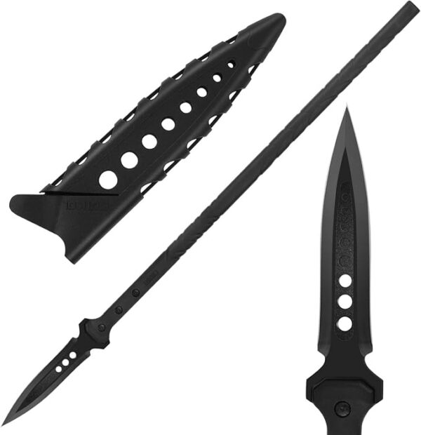 Kalkal Hunting Spear, 2Cr13 Double Edged Stainless Steel Survival Spear, Nylon-Fiberglass Tactical Throwing Spear Handle, Tactical Spear with Secure Sheath for Camping, Outdoor - Image 2