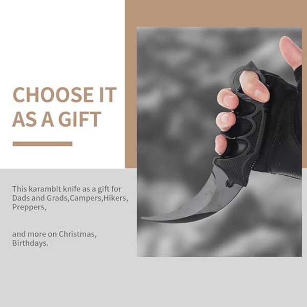 Karambit Knife Fixed Blade Tactical Camping Tool, 2 Pieces Stainless Steel Outdoor Hunting Knife with Sheath and Cord, Suitable for Hiking, Adventure, Survival and Collection (Black&Red) - Image 4