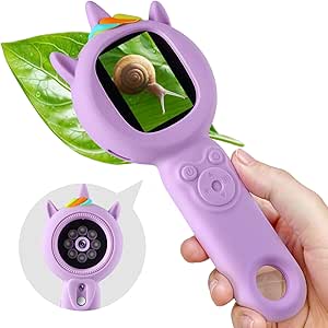 Kids Microscope- 500x Magnification,16X Zoom,Handheld Microscope for Kids with HD Cam,Portable Science Learning Tool,Christmas Birthday Gifts for Boys Girls Aged 3-12,32GB SD Card Include (Purple)