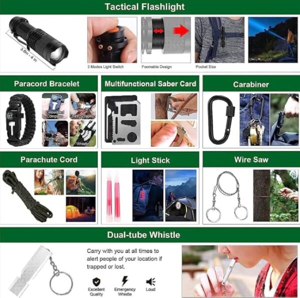 Gift for Father's Day Men Dad Husband,142 Pcs Survival Kit and First Aid Kit, Professional Emergency Kits Survival Gear and Equipment with Molle Pouch, Camping Outdoor Adventures - Image 4