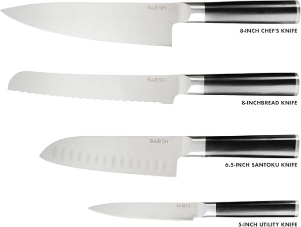 Babish 5 Piece 1.4116 German Steel Magnetic Forged Kitchen Knife Block Set - Image 4
