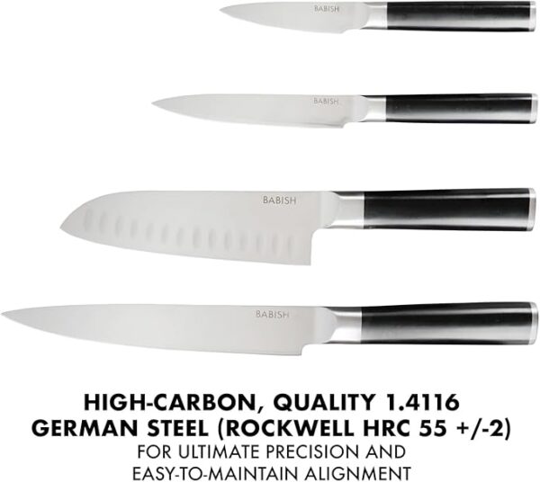 Babish High-Carbon 1.4116 German Steel 14 Piece Full Tang Forged Kitchen Knife Set W/Sheaths - Image 5
