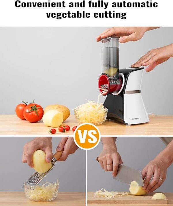 Electric Cheese Grater Salad Shooter,5-In-1 Electric Slicer For Home Kitchen,One-Touch Easy Control,With Safety Push Bar Cheese Grater Electric For Zucchini,Cheese,Vegetables And Smoothie - Image 4