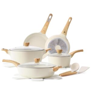 SENSARTE Ceramic Cookware Sets, Pots and Pans Set Non stick, 14-Piece Induction Cookware, Non toxic Healthy Non Stick Kitchen Cooking Set, with Frying Pans Set, PFAS PTFE PFOA PFOS Free
