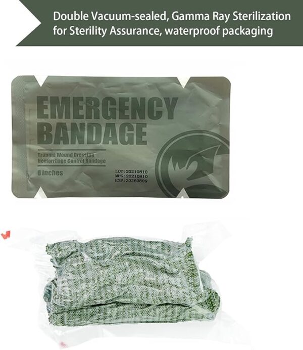 RHINO RESCUE 6" Israeli Style Emergency Bandage, Compression Trauma Wound Dressing, Medical Sterile Vacuum Sealed, Combat Tactical First Aid Kit IFAK Supplies, 5 Count - Image 5