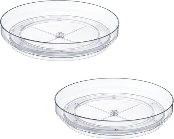 2 Pack 9 Inch Clear Acrylic Lazy Susan, Non-Skid Turntable Organizer for Cabinet, Kitchen, Pantry Organization Storage, Refrigerator, Vanity Makeup, Bathroom Countertop Organizing, Rotating Spice Rack - Image 2