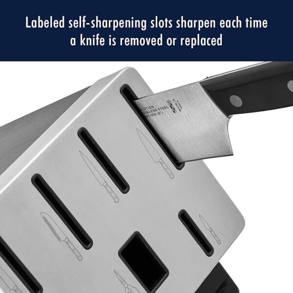 HENCKELS Solution Razor-Sharp 16-pc Self Sharpening Knife Block Set, Chef Knife, Bread Knife, Steak Knife, German Engineered Informed by 100+ Years of Mastery - Image 5