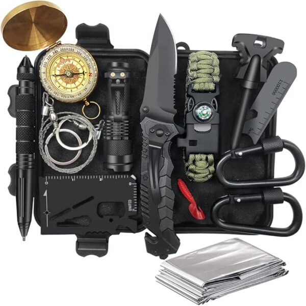 Gifts for Men Dad Husband - Fathers Day Anniversary Birthday Gifts Idea for Him Boyfriend Man - Survival Kit 14 in 1, Survival Gear and Equipment, Fishing Hunting Camping Accessories, Cool Gadgets - Image 2