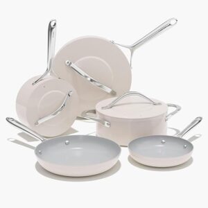 Ceramic Nonstick Pots and Pans Set 8-Piece Cookware Set - Non-Toxic & PTFE/PFOA/PFAS Free, Induction Compatible, Oven & Dishwasher Safe to 500Â°F, Cream