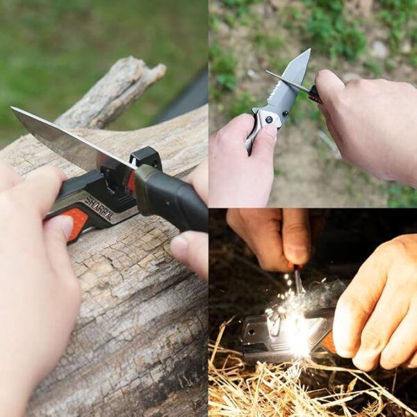 SHARPAL 101N 6-In-1 Pocket Knife Sharpener & Survival Tool, with Fire Starter Ferro Rod, Whistle & Diamond Sharpening Rod, Quickly Repair, Restore and Hone Straight and Serrated Blade - Image 5