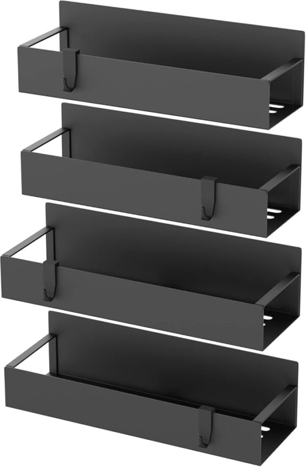 Metal 4 Pack Magnetic Spice Storage Rack Organizer for Refrigerator and Oven, Black Fridge Organizers and Storage - Image 6