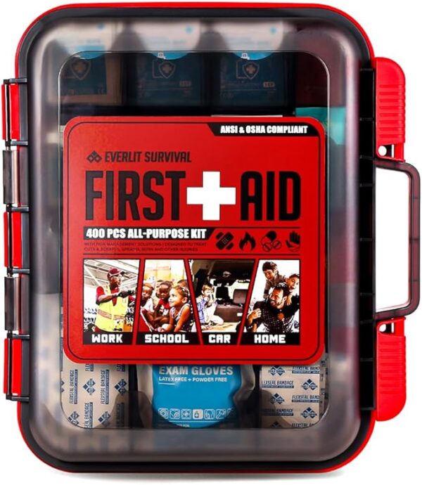 EVERLIT 400 Pcs Emergency First Aid Kit Medical Kit Professional Med Kit Supplies for Preparedness, Survival, Office, School, Home, Disaster, Car, Business, Restaurant - Image 2