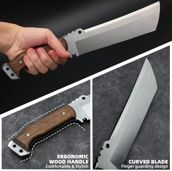 Survival Machete with Sheath for Cutting Trees, for Yard Work and for Bushcrafting Machetes Sickle Heavy Duty Machete for clearing Brush Garden Tools Construction Blade - Image 4