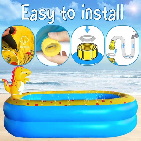 Inflatable Swimming Pool for Kids with Sprinkler, Funny Blow up Piscina 67'' x 41'' x 32'' Full-Sized Family for Backyard, Summer Water Party - Image 2