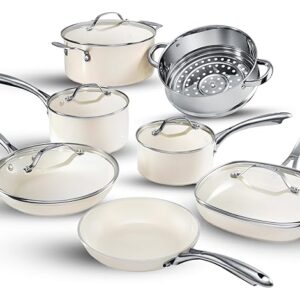 GOTHAM STEEL 12 Pc Ceramic Cookware Set Nonstick, Pots and Pans Set Non Stick for Kitchen with Frying Pan, Sauce Pan, Pots and Pans for Cooking, Non Toxic Cookware Sets, Oven and Dishwasher Safe