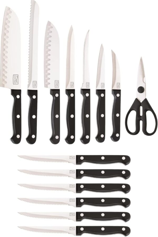 Chicago Cutlery Essentials (15-PC) Stainless Steel Kitchen Knife Block Set With Block, Sharp Stainless Steel Cutlerly Chef Knives Set & Scissors Shears - Image 3