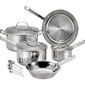 T-fal Performa Stainless Steel Cookware Set 12 Piece Induction Oven Broiler Safe 500F Pots and Pans, Dishwasher Safe Silver