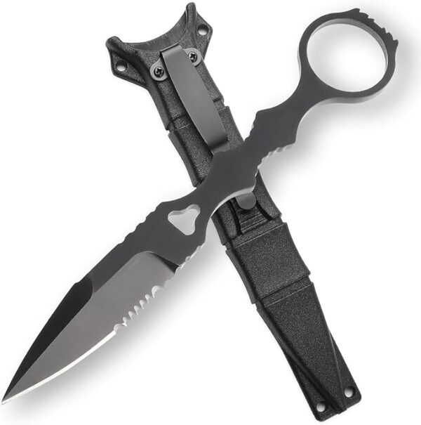 Fixed Blade Knife with Sheath, 440C Steel EDC Fixed Blade Knife with Sheath and Clip for Outdoor, Camping(Medium) - Image 2