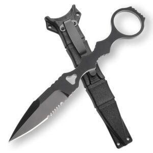 Fixed Blade Knife with Sheath, 440C Steel EDC Fixed Blade Knife with Sheath and Clip for Outdoor, Camping(Medium)