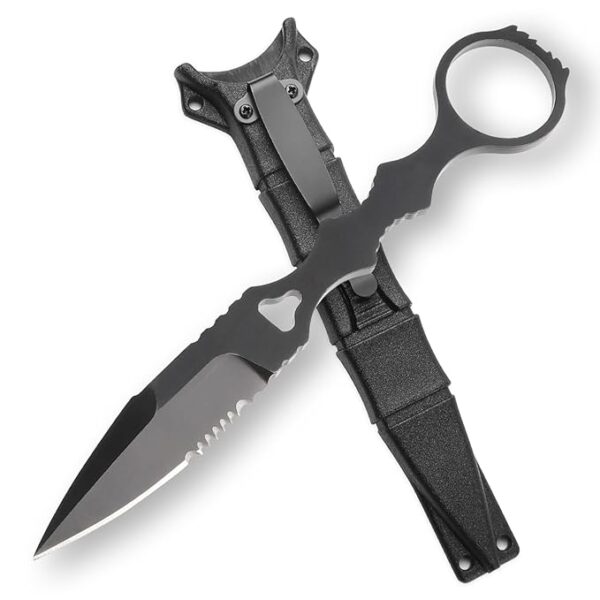 Fixed Blade Knife with Sheath, 440C Steel EDC Fixed Blade Knife with Sheath and Clip for Outdoor, Camping(Medium)
